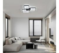Comely Lámpara de Techo LED Regulable Cuadrada Moderna, 57cm 45W Negro 3000K-6500K, Plafon LED Techo con Control Remoto para Dormitorio, Salon