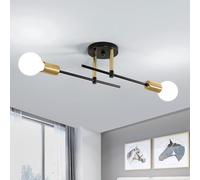 Comely Lampara de Techo Retro Industrial, Negro Plafon Techo E27 de 2 Luces
