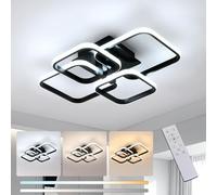 Comely Lampara Techo Moderna, 48W 5400LM Negro Plafon LED Techo Regulable con Mando 3000K-6500K, Plafones Moderno Rectangular para Salón, Dormitorio,Comedor,Estudio