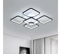 Comely Lamparas de Techo LED, 64W 5760LM Plafon Techo 5 Cuadrado Moderna | Negro Luz de Techo para Dormitorio Cocina Sala de Estar Comedor, 6500K