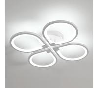 Comely Luz de techo led cuatro pétalos, lámpara de techo 40W 4500LM, luz de techo moderna creativa para sala de estar cocina baño dormitorio pasillo, blanco frío 6500K, diámetro 57cm, blanco