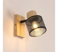 Comely Vintage Lámparas de Pared Interior de Hierro de Madera, Industrial Aplique Pared Interior E27, Luz de Pared para Dormitorio, Sala de Estar, Pasillo, Negro (bombilla no Incluida)