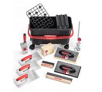 COMENSAL® Cubeta Alicatador 24L - XL - Conjunto de Limpieza de Baldosas 15 Piezas - Juego de Lavado con Ruedas - Rodillos - Rejilla - Made in EU