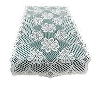 COMFEELING Paquete de 2 tapetes rectangulares de encaje para mesa, tocador, bufanda, centro de mesa, decoración del hogar, para comedor, café, té, mesas auxiliares, 15 x 30 pulgadas, color blanco