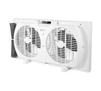 Comfort Zone Ventilador reversible de doble ventana de 9 pulgadas y 3 velocidades, ventilador de escape de ventana de doble hoja con expansores de bloqueo automático, 22.25 a 33 pulgadas de ancho