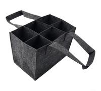 ComfyHarbor Bolsa de fieltro para botellas de vino, bolsa de almacenamiento protectora de 6 rejillas con asa de cuero para bodas, picnics, viajes, regalos y entretenimiento (gris)