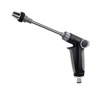 ComfyHarbor Boquilla de manguera de alta presión con alcance de 9 m, rociador de chorro de agua de aleación para limpieza de cercas de patio, conector de latón para mangueras estándar, color negro