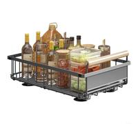 ComfyHarbor Cesta de almacenamiento plegable para debajo del fregadero, para armario de cocina, estante organizador de cajones, con riel deslizante suave, estante de hierro que ahorra espacio, para