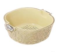 ComfyHarbor Cesta de drenaje de doble capa para frutas y verduras, colador de drenaje con bandeja de almacenamiento de agua, cuenco de lavado de frutas y colador con asas laterales para enjuagar