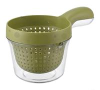 ComfyHarbor Cesta de drenaje en forma de fruta, colador desmontable de doble capa, con drenaje abatible y asas laterales, para lavabo de cocina (verde)