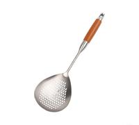 ComfyHarbor Cuchara espumadora de acero inoxidable, con mango de madera, colador de araña grande de 38 cm, para freír pasta de fideos, cucharón ranurado resistente al calor, para olla freidora