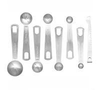 ComfyHarbor Cucharas medidoras de acero inoxidable para hornear y cocinar, doble métrica y para utensilios de cocina de escala imperial con anillo desmontable y varilla agitadora(8)