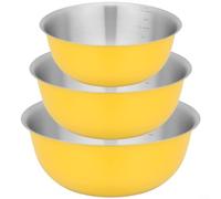 ComfyHarbor Cuencos de acero inoxidable para mezclar con escala de medición y cesta de drenaje, cuencos apilables SUS304 para preparar la cocina para hornear masa y lavar ensalada (y)