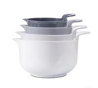 ComfyHarbor Juego de 4 cuencos apilables para preparar alimentos, con asas de agarre para cocina, hornear, ensalada, servir (A)