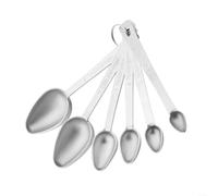ComfyHarbor Juego de 6 cucharas medidoras de acero inoxidable, cucharas ovaladas grabadas, para hornear café en polvo, herramientas de cocina aptas para lavavajillas, con agujero para colgar, color