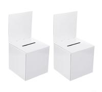 ComfyHarbor Juego de urnas de papel corrugado y caja de donación con cabecera extraíble para sugerencias o votación, diseño plegable ligero, color blanco, 6 x 6 x 6 pulgadas
