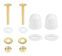 ComfyHarbor Kit de pernos de brida de inodoro, pernos en T y tornillos de pie, con junta y cubierta decorativa, para instalación estándar de tocadores de lavabo de baño, cierre seguro (A01)