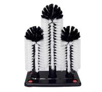 ComfyHarbor Lavadora de vasos de vidrio de 3 cabezales para fregadero con base de succión, limpiador de cepillo de cerdas desmontable para tazas, jarrones, botellas, bar, cocina, cafetería
