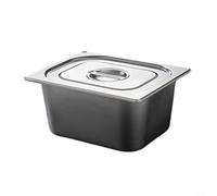 ComfyHarbor Recipiente de acero inoxidable GN, con tapa, cuenco rectangular apilable para verduras, para marinar, porcionar, servir, apto para lavavajillas, 17 x 10 x 6 cm