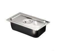 ComfyHarbor Recipiente GN de acero inoxidable, con tapa, apilable rectangular, para marinar, porcionar, servir, apto para lavavajillas, 17 x 10 x 6 cm