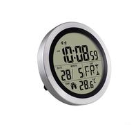 ComfyHarbor Reloj de pared digital, con visualización de temperatura, fecha y día, reloj de ducha impermeable IP44, para baño, cocina, dormitorio, pantalla LCD grande, soporte plegable y ventosas