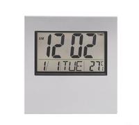 ComfyHarbor Reloj LCD con calendario digital grande, automático para visualización perpetua de la fecha con hora, monitor, alarma versátil para escritorio de oficina en casa, color blanco, modelo A/