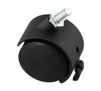 ComfyHarbor Rueda giratoria roscada M8 de 40 x 30 mm, nailon plástico silencioso para doble rodillo para silla de computadora de oficina, muebles, carro, repuesto, negro, capacidad de carga de 50 kg