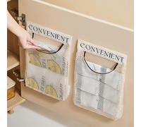 ComfyHarbor Soporte de pared para bolsas de basura, color crema | Dispensador de bolsas de comestibles de gran capacidad para cocina, estante de revestimiento de residuos para puerta de