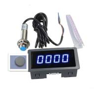 ComfyHarbor Tacómetro digital LED de 4 dígitos RPM con sensor de interruptor de proximidad Hall NPN, fuente de alimentación CC 8-24V, precisión del 0,1%, rango de medición de 10-9999 rpm, para tamaño