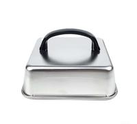 ComfyHarbor Tapa cuadrada de acero inoxidable para barbacoa con asa de 16/21/26 cm, cubierta de carne y hamburguesa para asar en interiores o picnic al aire libre, utensilios de cocina fáciles de