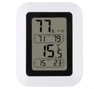 ComfyHarbor Termómetro higrómetro digital, para uso en invernaderos en interiores y exteriores, para interruptor Celsius Fahrenheit, diseño de plástico compacto, pantalla transparente, plata/blanco