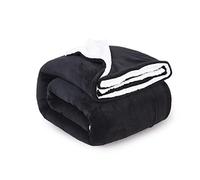 ComfyWell Manta de Forro Polar Sherpa, Suave y acogedora, Manta Grande y esponjosa para sofá, Cama, Viajes, Manta térmica Gruesa de 130 x 150 cm (Viaje/Individual, Negro)