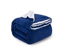 ComfyWell Manta de Forro Polar Sherpa, Suave y acogedora, Manta Grande y esponjosa para sofá, Cama, Viajes, Manta térmica Gruesa de 150 x 200 cm (Individual/Doble, Azul Marino)