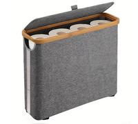 Comgooldool Cesta de papel higiénico de gran capacidad, plegable, de tela Oxford, para organizador de baño, capacidad para 12 rollos, montaje para decoración, color beige (gris)