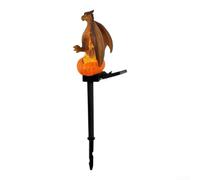 Comgooldool Dragón solar gótico para Halloween cálido interior y exterior | Solar, Gótico, Dragón Halloween Cálido Efecto Fuego Resplandor Para Puerta Delantera, Jardín, Patio, Patio, 14X14x39cm