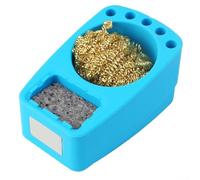 Comgooldool Soporte de caja de escoria de soldadura de silicona con bola de alambre de cobre y esponja húmeda, estación de limpieza de removedor de estaño desoldador para puntas de hierro, herramienta
