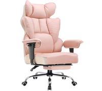 COMHOMA Silla de Oficina de Escritorio de 400 Libras, sillas de Oficina Grandes y Altas, sillas ergonómicas para Juegos con Asiento Ancho, Silla de Respaldo Alto de Cuero con reposapiés, reposabrazos