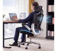 COMHOMA Silla de Oficina ergonómica con Malla, reposacabezas 2D, reposabrazos 4D, Respaldo Alto con inclinación y posición Fija (90-125°), Asiento Extra Ancho, Capacidad de Carga de 200 kg, Color