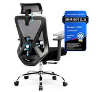 COMHOMA Silla de oficina ergonómica [Ganador de la prueba], silla de escritorio con reposacabezas 3D y soporte lumbar 3D, reposabrazos ajustables, silla de oficina con función basculante e inclinación