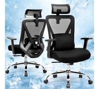 COMHOMA Silla de oficina ergonómica [Ganador de la prueba], silla de escritorio con reposacabezas 3D y soporte lumbar 3D, reposabrazos ajustables, silla de oficina con función basculante e inclinación