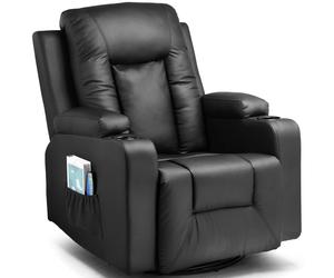 COMHOMA Sillón relajante Sillón de TV con función reclinable, Respaldo y apoyabrazos gruesos, con función de balanceo, Giratorio 360° Brown
