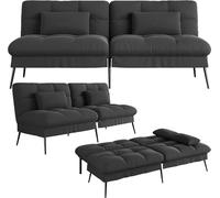 COMHOMA Sofá Cama con función de Dormir - Funda futón Convertible - Sofá esquinero - Sofá de Invitados de 3 plazas - con Respaldo Ajustable de Tela, Color Negro
