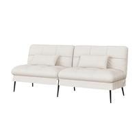 COMHOMA Sofá Cama con función de Dormir - Funda futón Convertible - Sofá esquinero - Sofá de Invitados de 3 plazas - con Respaldo Ajustable de Tela, Color Blanco Roto