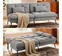 COMHOMA Sofá Cama de Felpa, Sofá de 3 Plazas, Estilo Moderno, para Sala de Estar, Apartamento, Espacio Pequeño, Patas de Metal 174 * 51 * 72 cm Verde claro