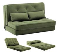 COMHOMA Sofá Cama Pequeño Sofá Cama Mini de 2 plazas Respaldo Ajustable en 6 Pasos, Sala de Estar, Dormitorio y Camping Beige