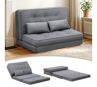 COMHOMA Sofá cama plegable 3 en 1 con respaldo ajustable de 6 niveles, sofá cama con 2 cojines lumbares, adecuado para salón, dormitorio y camping, gris