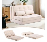 COMHOMA Sofá Convertible de 2 plazas Cama Pequeña Sofá Respaldo Ajustable de 6 Niveles, Adecuado para Salón, Dormitorio y Camping, Beige