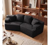COMHOMA Sofá de 2 plazas 160 x 75 x 67 cm, sofá cama modular tapizado, con bolsa de almacenamiento, sofá con función de sueño, no requiere montaje, funda de piel sintética Sherpa, color negro