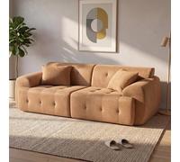 COMHOMA Sofá de 2 plazas, 180 x 86 x 40 cm. Sofá de Suelo con Respaldo, Cojines y reposabrazos. Sofá Moderno de Tela para salón, apartamento u Oficina. No Requiere Montaje Marrón