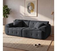 COMHOMA, sofá de 2 plazas, 180 x 86 x 40 cm, sofá de suelo, sofá con respaldo, cojines y reposabrazos, sofá moderno de tela para sala de estar, apartamento, color gris